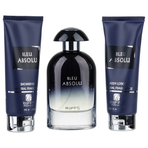 Cadou Bleu Absolu Apa de Parfum 100ml + Gel De Dus 100ml + Lotiune de corp 100ml, Riiffs Parfum arabesc - Img 1