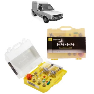 Kit trusa Set becuri H4 compatibila cu FIAT FIORINO (127_) din 1977-1987, bec far, semnalizare , pozitie, iluminare numar, frana, plafoniera, stop frana