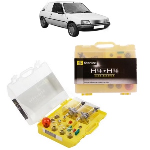 Kit trusa Set becuri H4 compatibila cu PEUGEOT 205 Hatchback Van din 1994-1997, bec far, semnalizare , pozitie, iluminare numar, frana, plafoniera, stop frana