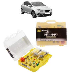 Kit trusa Set becuri H4 compatibila cu SEAT IBIZA IV (6J5, 6P1) din 2008-2017, bec far, semnalizare , pozitie, iluminare numar, frana, plafoniera, stop frana