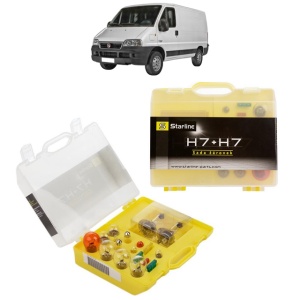 Kit trusa Set becuri H7 compatibila cu FIAT DUCATO Bus (244_) din 2001-2006, bec far, semnalizare , pozitie, iluminare numar, frana, plafoniera, stop frana