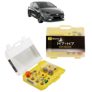 Kit trusa Set becuri H7 compatibila cu FORD FIESTA VII (HJ, HF) din 2017-2022, bec far, semnalizare , pozitie, iluminare numar, frana, plafoniera, stop frana