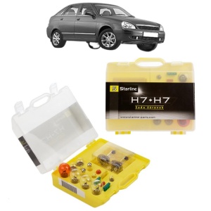 Kit trusa Set becuri H7 compatibila cu LADA PRIORA Hatchback (2172) din 2008-2015, bec far, semnalizare , pozitie, iluminare numar, frana, plafoniera, stop frana