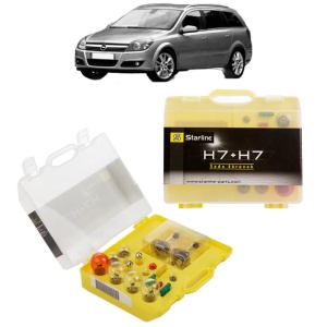 Kit trusa Set becuri H7 compatibila cu OPEL ASTRA H Estate (A04) din 2004-2014, bec far, semnalizare , pozitie, iluminare numar, frana, plafoniera, stop frana