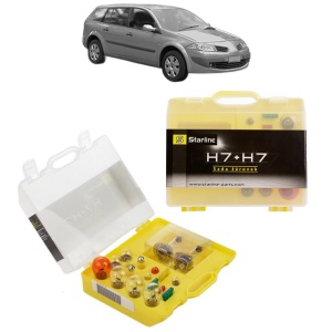 Kit trusa Set becuri H7 compatibila cu RENAULT MEGANE II Estate Van (KM_) din 2003-2009, bec far, semnalizare , pozitie, iluminare numar, frana, plafoniera, stop frana