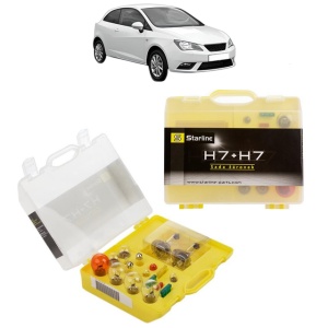 Kit trusa Set becuri H7 compatibila cu SEAT IBIZA IV SC (6J1, 6P5) din 2008-2016, bec far, semnalizare , pozitie, iluminare numar, frana, plafoniera, stop frana