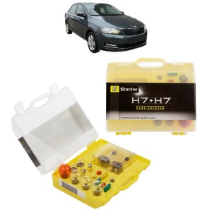 Kit trusa Set becuri H7 compatibila cu SKODA RAPID (NH3, NK3, NK6) din 2012-2022, bec far, semnalizare , pozitie, iluminare numar, frana, plafoniera, stop frana