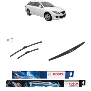 Set 3 stergatoare MAZDA 6 Estate (GH) din 2007-2013, Bosch Aerotwin Retrofit, din cauciuc siliconat rezistent