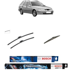 Set 3 stergatoare SAAB 9-5 Estate (YS3E) din 1998-2009, Bosch Aerotwin, din cauciuc siliconat rezistent