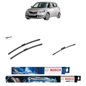Set 3 stergatoare SKODA FABIA II (542) din 2006-2014, Bosch Aerotwin, din cauciuc siliconat rezistent