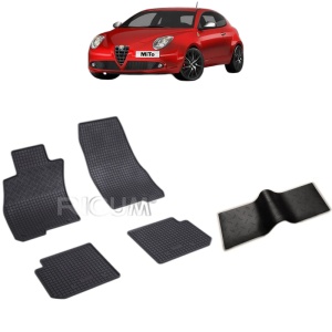Set 5 covorase auto ALFA ROMEO MITO din 09.2008 - 12.2018, cu covoras tunel median, Caroserie HATCHBACK