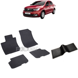 Set 5 covorase auto DACIA LOGAN II din 03.2013 - 12.2020, cu covoras tunel median, Caroserie SEDAN 5 LOCURI