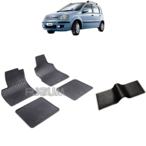 Set 5 covorase auto FIAT PANDA II din 09.2003 - 12.2012, cu covoras tunel median, Caroserie HATCHBACK