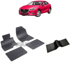 Set 5 covorase auto MAZDA 3 III din 12.2013 - 02.2019, cu covoras tunel median, Caroserie SEDAN