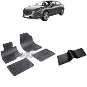 Set 5 covorase auto MAZDA 6 III din 01.2013 - 2026, cu covoras tunel median, Caroserie SEDAN