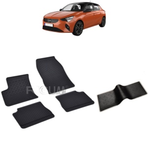 Set 5 covorase auto OPEL CORSA -E F din 03.2020 - 2026, cu covoras tunel median, Caroserie HATCHBACK