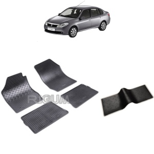 Set 5 covorase auto RENAULT SYMBOL II din 2008 - 2012, cu covoras tunel median, Caroserie SEDAN