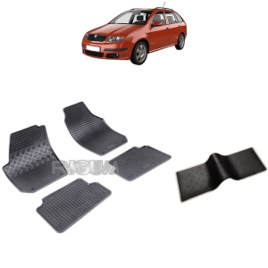 Set 5 covorase auto SKODA FABIA II din 03.2007 - 10.2014, cu covoras tunel median, Caroserie COMBI