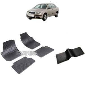 Set 5 covorase auto SKODA FABIA II FABRICATIE 03.2007 - 10.2014, cu covoras tunel median, Caroserie SEDAN