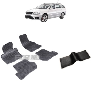 Set 5 covorase auto SKODA OCTAVIA II din 2004 - 04.2013, cu covoras tunel median, Caroserie COMBI