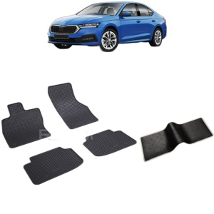 Set 5 covorase auto SKODA OCTAVIA IV din 06.2020 - 2026, cu covoras tunel median, Caroserie HATCHBACK