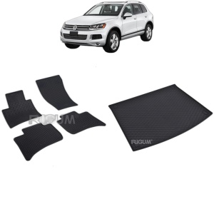 Set Covorase Auto Si Tavita Portbagaj VOLKSWAGEN TOUAREG II din 02.2010 - 03.2018, caroserie suv, 2 ZONE DE AER CONDITIONAT (FARA CLIMATIZARE SEPARATA PENTRU LOCURILE DIN SPATE)