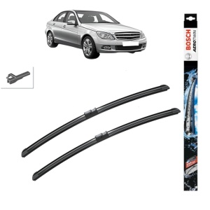 Set stergatoare auto MERCEDES-BENZ C-CLASS (W204) din 2007-2014, Bosch Aerotwin, din cauciuc siliconat rezistent - Img 1