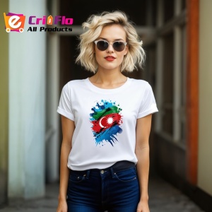 Tricou Azerbaijan Steag Splash Art, Copii | Dama | Barbat - Img 1