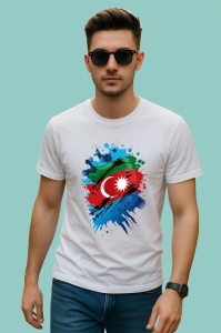 Tricou Azerbaijan Steag Splash Art, Copii | Dama | Barbat - Img 2