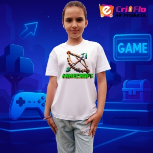 Tricou Minecraft Arc De Lemn Tricou Alb Copii | Dama | Barbat - Img 1