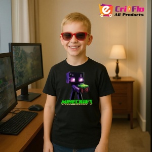 Tricou Minecraft Enderman Umbra Tricou Negru Copii | Dama | Barbat - Img 1