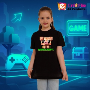 Tricou Minecraft Purcelus Cubic Tricou Negru Copii | Dama | Barbat - Img 3