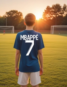Tricou Personalizat pentru Copii cu Mbappe 7 la PSG - Cadou Ideal pentru Fanii Fotbalului - Mbappe 7 PSG Tricou Copii - Img 2