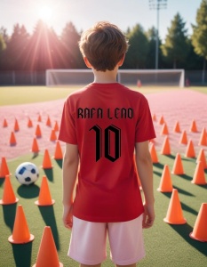 Tricou Personalizat pentru Copii cu Rafa la Leao AC Milan - Cadou Ideal pentru Fanii Fotbalului - Rafa Leao AC Milan Tricou Copii - Img 2