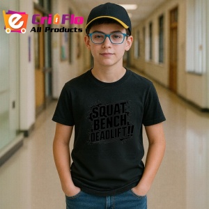 Tricou Squat Bench Deadlift Text Simplu, Copii | Dama | Barbat, culoare negru - Img 10