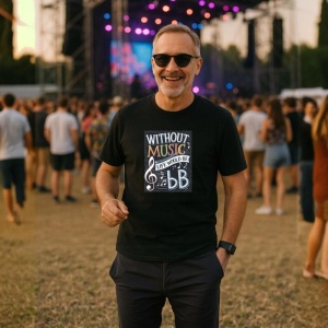 Tricou Without Music Life Would Be Flat, Copii | Dama | Barbat, culoare negru - Img 1