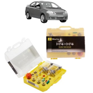 Kit trusa Set becuri H4 compatibila cu CHEVROLET AVEO / KALOS Saloon (T250, T255) din 2005-2013, bec far, semnalizare , pozitie, iluminare numar, frana, plafoniera, stop frana