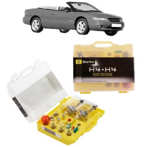 Kit trusa Set becuri H4 compatibila cu CHRYSLER STRATUS Convertible (JX) din 1996-2001, bec far, semnalizare , pozitie, iluminare numar, frana, plafoniera, stop frana