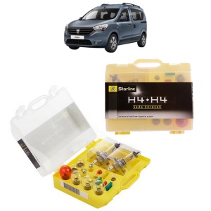 Kit trusa Set becuri H4 compatibila cu DACIA DOKKER Box Body/MPV din 2012-2021, bec far, semnalizare , pozitie, iluminare numar, frana, plafoniera, stop frana