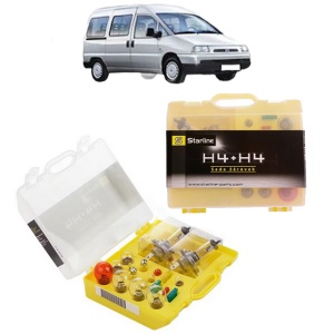 Kit trusa Set becuri H4 compatibila cu FIAT SCUDO Bus (270_, 272_) din 2007-2016, bec far, semnalizare , pozitie, iluminare numar, frana, plafoniera, stop frana