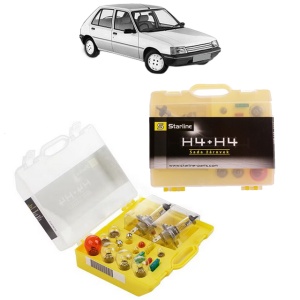Kit trusa Set becuri H4 compatibila cu PEUGEOT 205 I (741A/C) din 1983-1987, bec far, semnalizare , pozitie, iluminare numar, frana, plafoniera, stop frana - Img 1