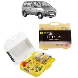 Kit trusa Set becuri H4 compatibila cu RENAULT ESPACE I (J11_) din 1984-1992, bec far, semnalizare , pozitie, iluminare numar, frana, plafoniera, stop frana