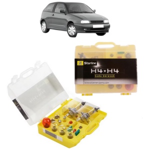 Kit trusa Set becuri H4 compatibila cu SEAT IBIZA II (6K1) din 1993-2002, bec far, semnalizare , pozitie, iluminare numar, frana, plafoniera, stop frana