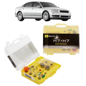 Kit trusa Set becuri H7 compatibila cu AUDI A8 D3 (4E2, 4E8) din 2002-2010, bec far, semnalizare , pozitie, iluminare numar, frana, plafoniera, stop frana - Img 1