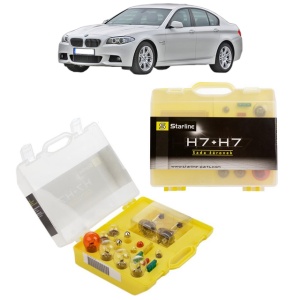Kit trusa Set becuri H7 compatibila cu BMW 5 (F10) din 2009-2016, bec far, semnalizare , pozitie, iluminare numar, frana, plafoniera, stop frana