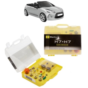 Kit trusa Set becuri H7 compatibila cu CITROEN DS3 Convertible din 2013-2015, bec far, semnalizare , pozitie, iluminare numar, frana, plafoniera, stop frana