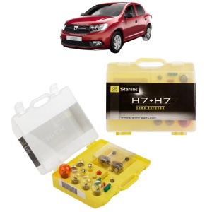 Kit trusa Set becuri H7 compatibila cu DACIA LOGAN II din 2012-2019, bec far, semnalizare , pozitie, iluminare numar, frana, plafoniera, stop frana