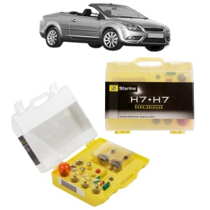 Kit trusa Set becuri H7 compatibila cu FORD FOCUS II Convertible din 2006-2010, bec far, semnalizare , pozitie, iluminare numar, frana, plafoniera, stop frana