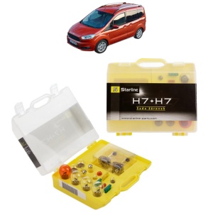 Kit trusa Set becuri H7 compatibila cu FORD TRANSIT COURIER B460 MPV din 2014-2023, bec far, semnalizare , pozitie, iluminare numar, frana, plafoniera, stop frana