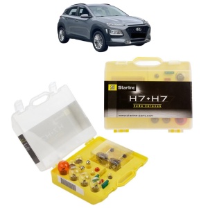 Kit trusa Set becuri H7 compatibila cu HYUNDAI KONA (OS, OSE, OSI) din 2017-2023, bec far, semnalizare , pozitie, iluminare numar, frana, plafoniera, stop frana